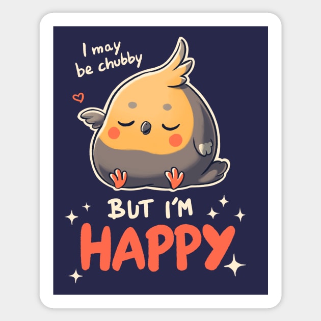 Happy Cockatiel // Chubby, Body Positive, Parrot Sticker by Geekydog